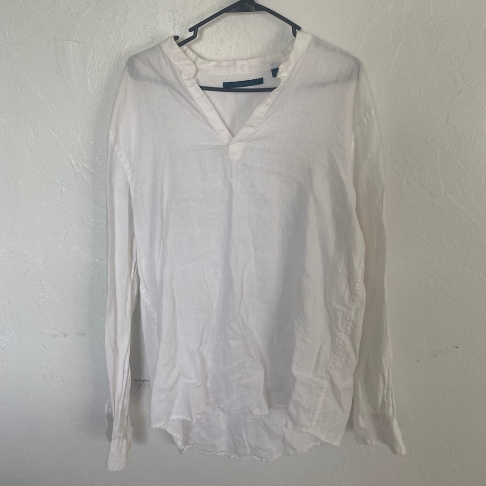 Mens Perry Ellis 100% Linen Shirt L